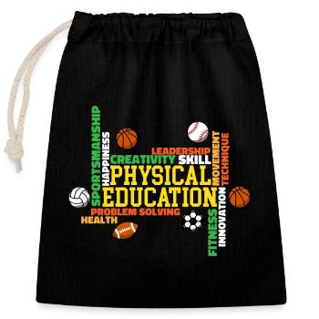 Sportlehrer Sport Lehrer Sportunterricht - Verschließbarer Geschenkbeutel aus Baumwolle (25x30cm) - Schwarz - Vorne
