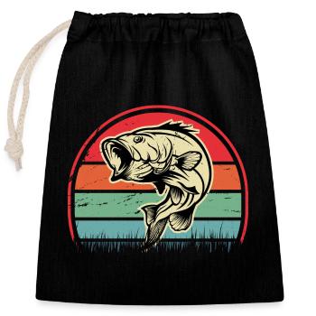 Poisson bar - Sac cadeau en coton avec cordon (25 x 30 cm) - noir - Devant