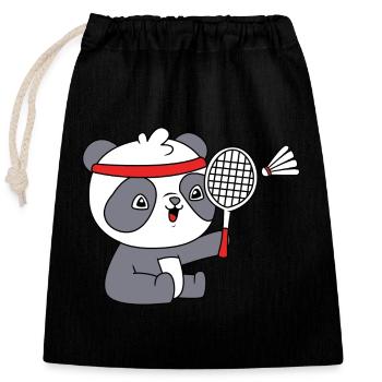 Badminton - Closable cotton gift bag (25x30cm) - black - Front