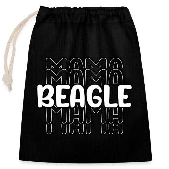 Maman Beagle - Sac cadeau en coton avec cordon (25 x 30 cm) - noir - Devant