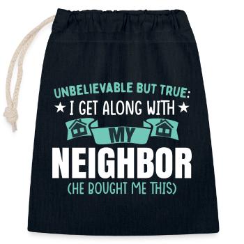 Neighborhood Community Neighbor Funny Village - Closable cotton gift bag (25x30cm) - navy - Front