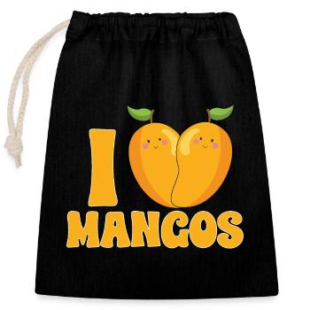 Mango Frucht Mango - Verschließbarer Geschenkbeutel aus Baumwolle (25x30cm) - Schwarz - Vorne