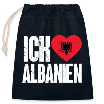 Albanische Flagge Albanischer Adler Shqiponja - Verschließbarer Geschenkbeutel aus Baumwolle (25x30cm) - Navy - Vorne