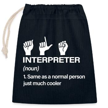 Funny ASL Interpreter Definition American Sign - Verschließbarer Geschenkbeutel aus Baumwolle (25x30cm) - Navy - Vorne
