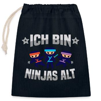 Dritter Geburtstag Kämpfer 3. Geburtstag Ninja - Verschließbarer Geschenkbeutel aus Baumwolle (25x30cm) - Navy - Vorne