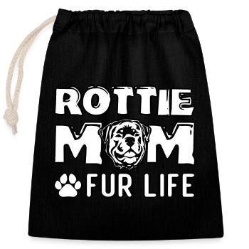 Rottie Mom pour la vie - Sac cadeau en coton avec cordon (25 x 30 cm) - noir - Devant