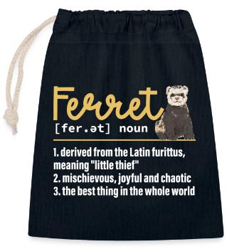 Furet, propriétaire de furet - Sac cadeau en coton avec cordon (25 x 30 cm) - bleu marine - Devant