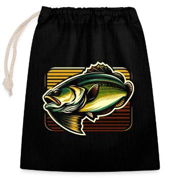 Bass Fish - Closable cotton gift bag (25x30cm) - black - Front