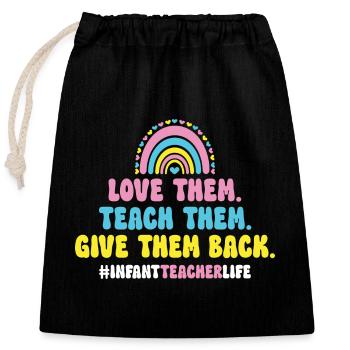 Enseignante de maternelle Éducatrice de centre de garde - Sac cadeau en coton avec cordon (25 x 30 cm) - noir - Devant