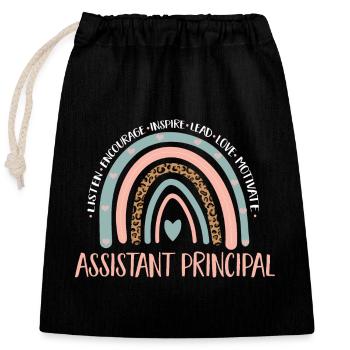 Directeur adjoint - Sac cadeau en coton avec cordon (25 x 30 cm) - noir - Devant