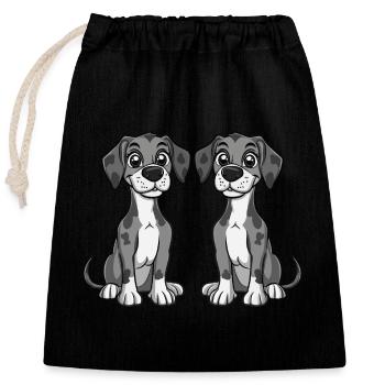 Great Dane Dog Comic - Closable cotton gift bag (25x30cm) - black - Front
