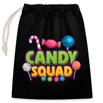 Candy Squad Süßigkeiten Bonbons - Verschließbarer Geschenkbeutel aus Baumwolle (25x30cm) - Schwarz - Vorne