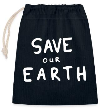 Save Our Earth Klimawandel Nachhaltig - Verschließbarer Geschenkbeutel aus Baumwolle (25x30cm) - Navy - Vorne