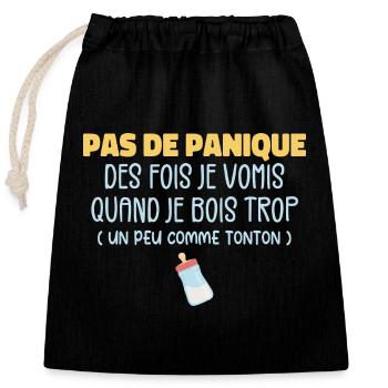 Bébé Cadeau Je Bois Trop Humour Tonton Cadeau - Sac cadeau en coton avec cordon (25 x 30 cm) - noir - Devant