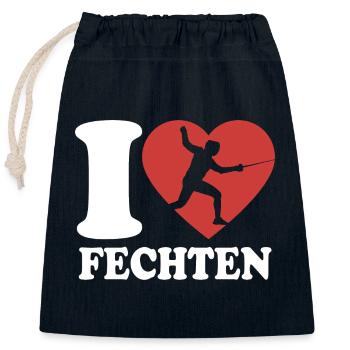 I Love Fechten - Herz - Sport - Verschließbarer Geschenkbeutel aus Baumwolle (25x30cm) - Navy - Vorne