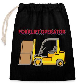 Forklift driver - Closable cotton gift bag (25x30cm) - black - Front