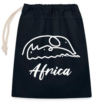 Africa Elephant Rhino Crocodile Safari Holiday Wild - Closable cotton gift bag (25x30cm) - navy - Front