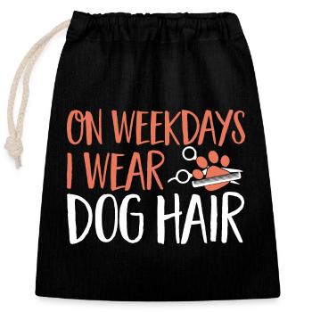 Dog Salon Dogs Hairdresser - Closable cotton gift bag (25x30cm) - black - Front