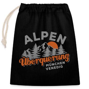Alpenüberquerung München Venedig Wandern - Verschließbarer Geschenkbeutel aus Baumwolle (25x30cm) - Schwarz - Vorne