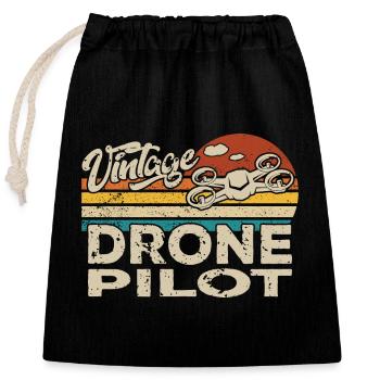 Drone Drone Drone Quadcopter Birthday - Closable cotton gift bag (25x30cm) - black - Front