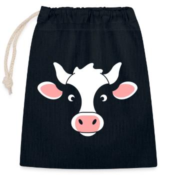 vache - Sac cadeau en coton avec cordon (25 x 30 cm) - bleu marine - Devant