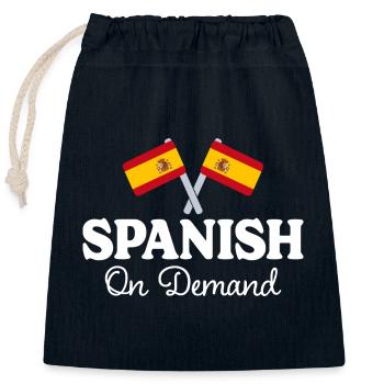 Espagnol Sur Demande Interprète Espagnol - Sac cadeau en coton avec cordon (25 x 30 cm) - bleu marine - Devant