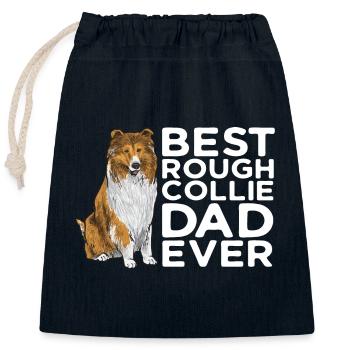 Longhair Collie Rough Collie Dog - Closable cotton gift bag (25x30cm) - navy - Front