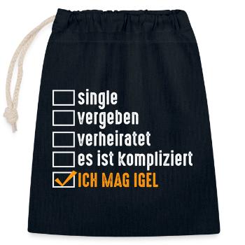 Tiermotiv Igel - Verschließbarer Geschenkbeutel aus Baumwolle (25x30cm) - Navy - Vorne