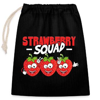 Strawberry Squad - Verschließbarer Geschenkbeutel aus Baumwolle (25x30cm) - Schwarz - Vorne