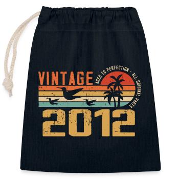 Vintage 2012 Cadeau Anniversaire - Millésime 2012 - Sac cadeau en coton avec cordon (25 x 30 cm) - bleu marine - Devant
