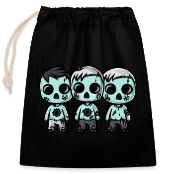 Zombies Halloween Bande dessinée mignonne - Sac cadeau en coton avec cordon (25 x 30 cm) - noir - Devant