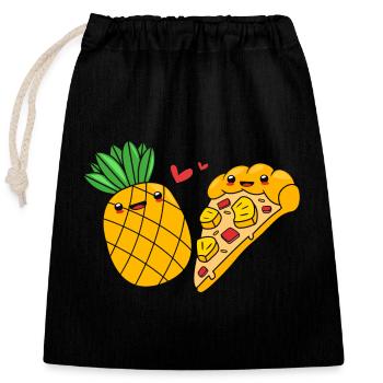 Pizza Hawaï Pizza Ananas - Sac cadeau en coton avec cordon (25 x 30 cm) - noir - Devant