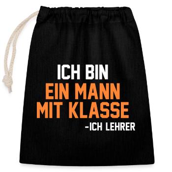 Schullehrer Lehrer - Verschließbarer Geschenkbeutel aus Baumwolle (25x30cm) - Schwarz - Vorne