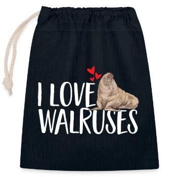 Walross - Verschließbarer Geschenkbeutel aus Baumwolle (25x30cm) - Navy - Vorne