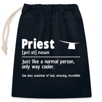 Prêtre Prêtre Catholique Prêtre Chrétien - Sac cadeau en coton avec cordon (25 x 30 cm) - bleu marine - Devant