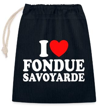 Weihnachten Ich liebe Fondue Savoyer Küche - Verschließbarer Geschenkbeutel aus Baumwolle (25x30cm) - Navy - Vorne