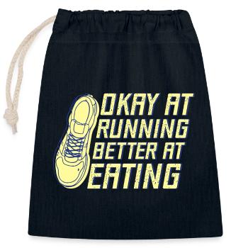 Courir bien en courant Mieux manger Marathon - Sac cadeau en coton avec cordon (25 x 30 cm) - bleu marine - Devant