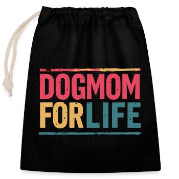 Dog mom for life - Closable cotton gift bag (25x30cm) - black - Front