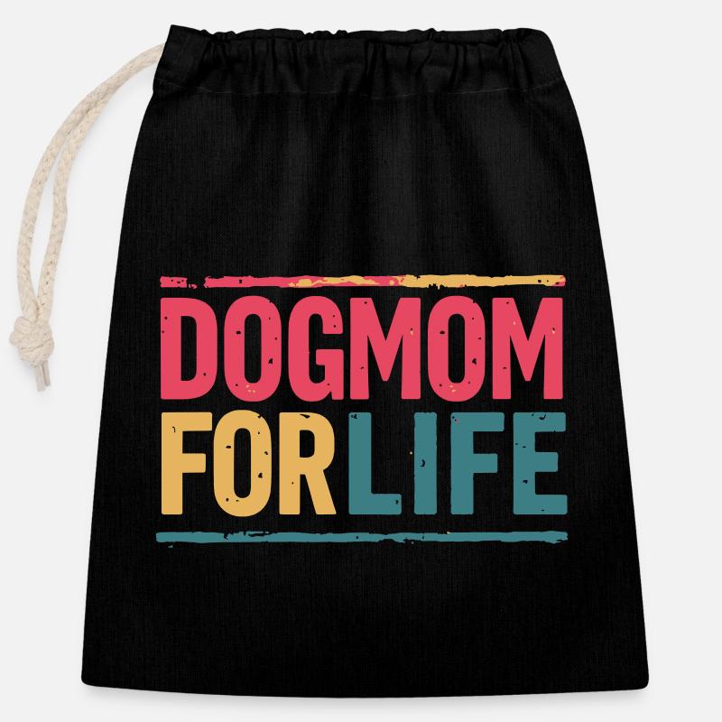 Maman chienne pour la vie - Sac cadeau en coton avec cordon (25 x 30 cm) - noir