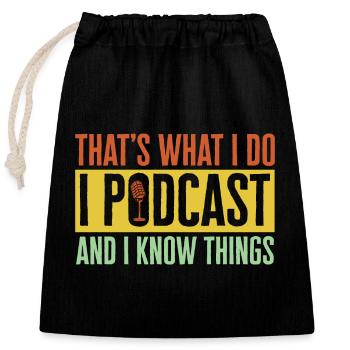 Podcaster Podcast - Closable cotton gift bag (25x30cm) - black - Front
