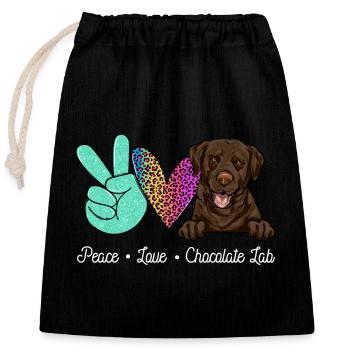 Chocolate Labrador Retriever dog - Closable cotton gift bag (25x30cm) - black - Front