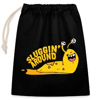 Sluggin Around Banana Slug - Closable cotton gift bag (25x30cm) - black - Front