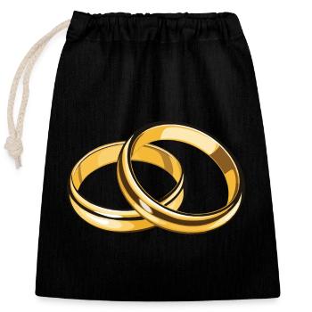 Wedding Rings Symbol - Closable cotton gift bag (25x30cm) - black - Front