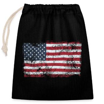 Drapeau des États-Unis - Amérique - Drapeau américain - Bannière étoilée - Sac cadeau en coton avec cordon (25 x 30 cm) - noir - Devant