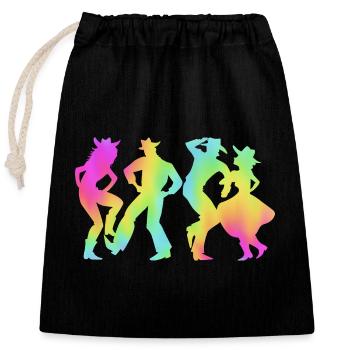 Square Dance - Closable cotton gift bag (25x30cm) - black - Front