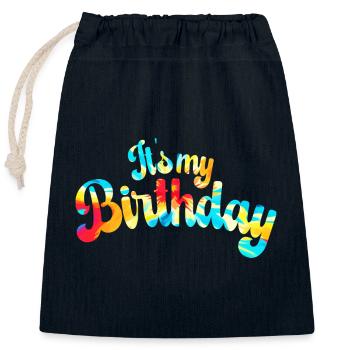 Celebrate Birthday Woman Tie Dye - Closable cotton gift bag (25x30cm) - navy - Front