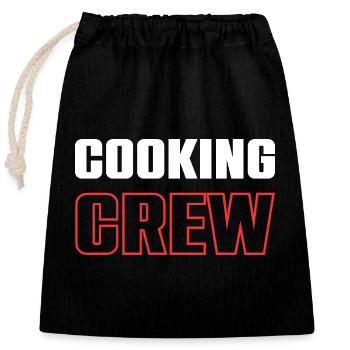 Équipe de cuisine - Sac cadeau en coton avec cordon (25 x 30 cm) - noir - Devant