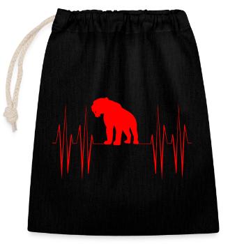 Sabre-toothed tiger - Closable cotton gift bag (25x30cm) - black - Front