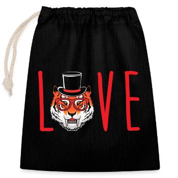 Sabre-toothed tiger - Closable cotton gift bag (25x30cm) - black - Front