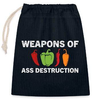 Funny pepper chili head spicy hot foods - Closable cotton gift bag (25x30cm) - navy - Front